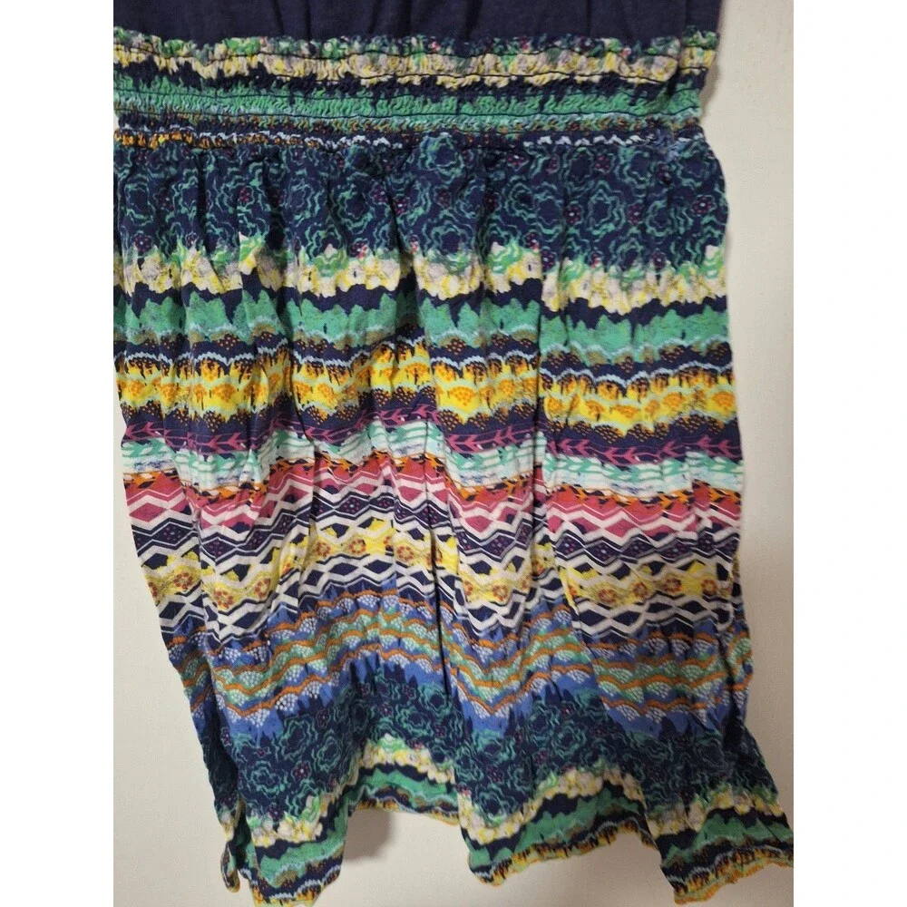 Mudd Girls Dress Size 14 Blue Short Sleeve Aztec Tribal Geometric Pattern Casual